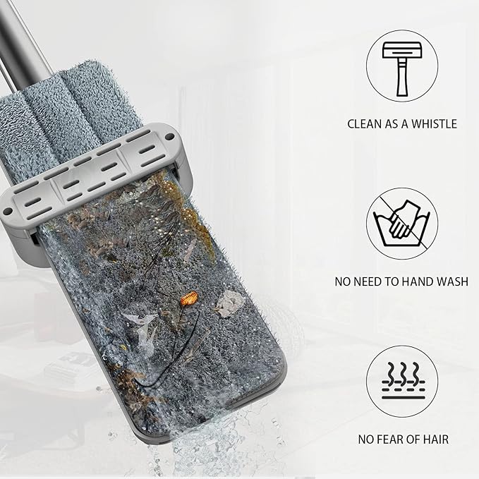 Wet Dry Flat Mop for Hardwood Floor Cleaning, with 6 Replaceable Washable Pads, 360° Swivel Hardwood Floor Cleaner for Home Kitchen Tile & Laminate Floors