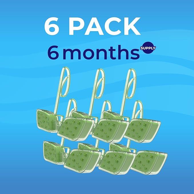 Toilet Bowl Cleaner Butterfly Rim Hanger – Eucalyptus and Mint Scent, 6 × 1.8 OZ (50g), Lasts Up to 6 Months, Automatic Cleaning & Deodorizing