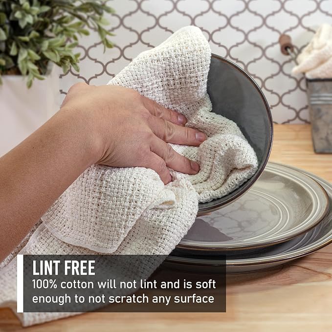 Old Fashion 100% Cotton Kitchen Towels - Set of 2-24"x15" (White)