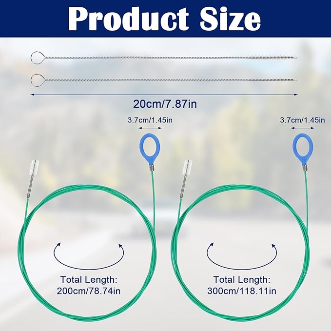2 Sets Sunroof Drain Cleaning Tool, 78 Inch+118Inch Long Pipe Cleaner Roof Snake Tool for Car Cleaning, Tube Brush, Rain Gutter