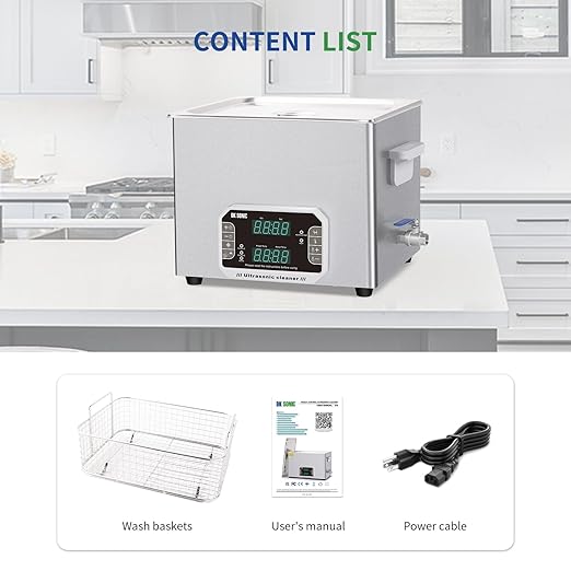 DK SONIC Professional Ultrasonic Cleaner 15L, 360W Heavy-Duty Sonic Cleaner with Timer,Heater&Touch Control, Multi-Application for Motorcycle Engines, Carburetors, Chains (Include Basket)