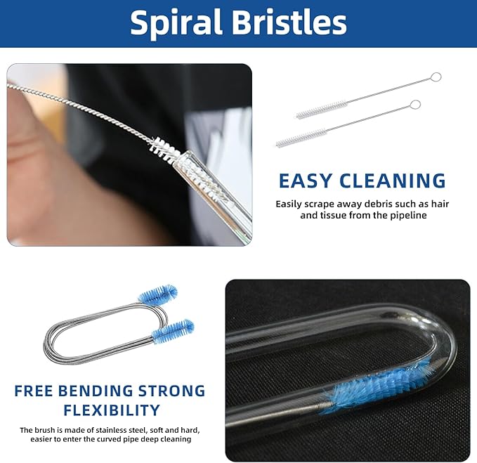 Flexible Drain Brush, 73 Inch Long Double Ended Hose Pipe Cleaners and 4 Pack 8 Inch Straw Cleaner Brush, Pipe Cleaner Brush for Cleaning, 2 Pack 73 Inch Long Tube Cleaning Brush