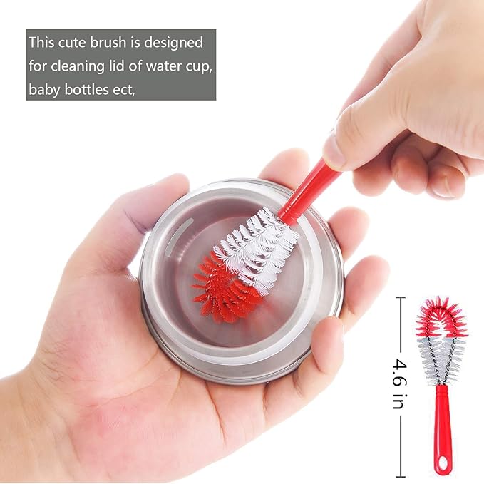 ALINK 8-Pack Red Bottle Brush Cleaner Set - Long Cleaning Brush for Narrow Neck Wine/Beer Bottles, Thermos, Hummingbird Feeder, Spout, Lids and Straws
