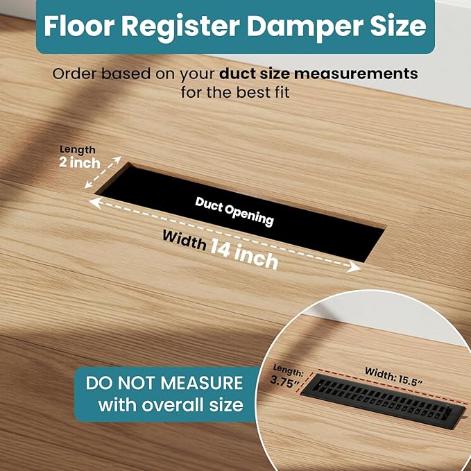 Empire Register Co, Steel Floor Register - 2x14 inch, Modern Contemporary Design, Textured Black Finish, Heavy Duty Walkable Steel Vents, Metal Damper Attached Air Vents for Home Floor only