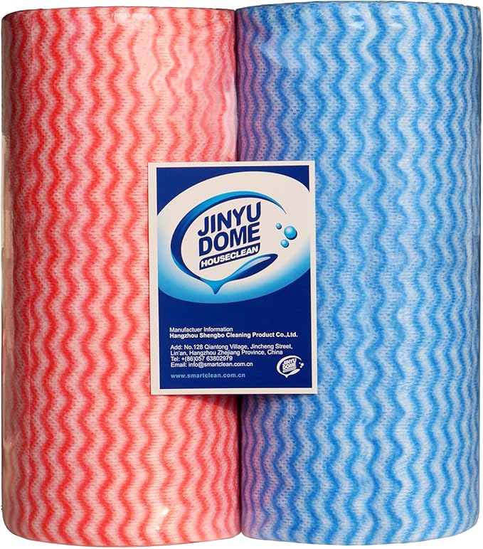 Reusable Cleaning Cloths Disposable Cleaning Cloth Dish Cloth Dish Towels Dish Rags All Purpose Cloths on 2 Rolls Blue&Red -200 Pieces