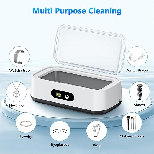 2025 Upgrade Large Capacity Ultrasonic Cleaner, 50kHz Ultrasonic Cleaner Machine with 5 Modes Timer for Glasses Jewelry Dentures-304 Stainless Steel Tank,White & Black
