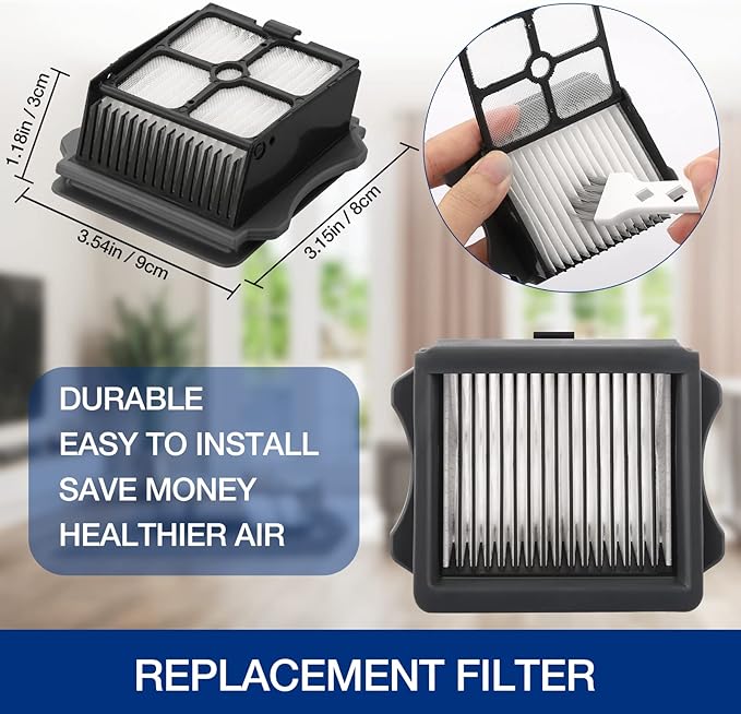 S5 Roller Brush and HEPA Vacuum Filter Replacement for Tineco Floor ONE S5, S5 Pro, S5 Pro 2, S5 Blue Smart Cordless Wet Dry Vacuum Cleaner Replacement Parts Include 2 HEPA Filters, 2 Brush Rollers