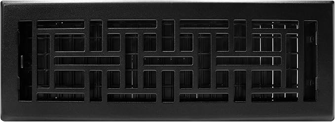 Decor Grates AJH414-BLK Oriental Floor Register, 4x14 Inches, Textured Black