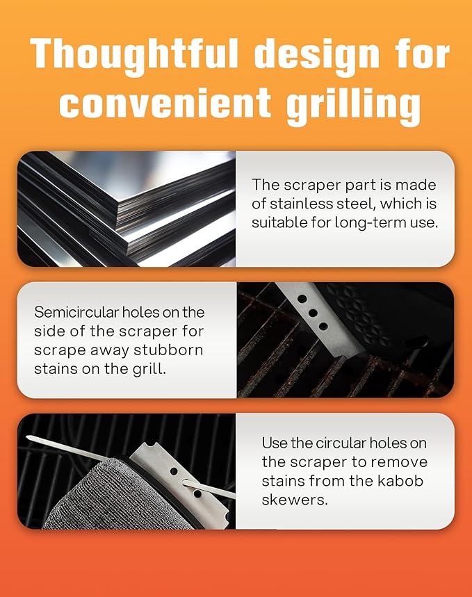 Bristle Free Grill Brush for Outdoor Grill - Safer BBQ Scrubber with Replaceable Dense Steel Fiber Woven Head - Heavy Duty Grill Cleaner & Scraper with Leverage Knob for Gas, Charcoal