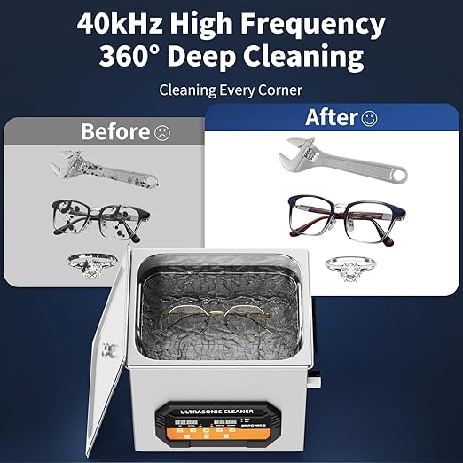 Ultrasonic Cleaner 11L 240W Digital Ultrasonic Cleaning Machine with Upgraded Degassing & Gentle Mode, 40kHz, with Heater & Timer for Tools, Jewelry, Watches, Glasses, Dentures, Small Parts