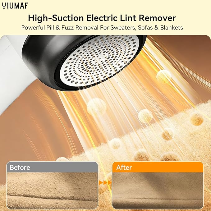 Cordless Rechargeable 2-in-1 Fabric Shaver & Lint Remover for Clothes, Electric Pill Remover with Static Brush for Sweater, Sofa, Blanket, Furniture,3-Speed, USB-C, 6-Blade