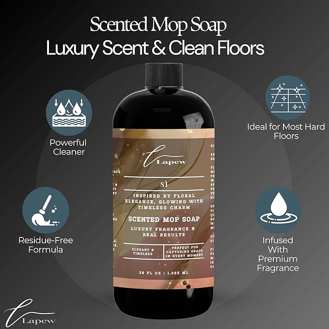 Luxury Floor Cleaner, Scented Mop Soap Concentrate | Hard Floor Cleaner for Tile, Vinyl, Laminate, LVP & Sealed Hardwood | Low-Foam, Streak-Free | 36 oz | Sì