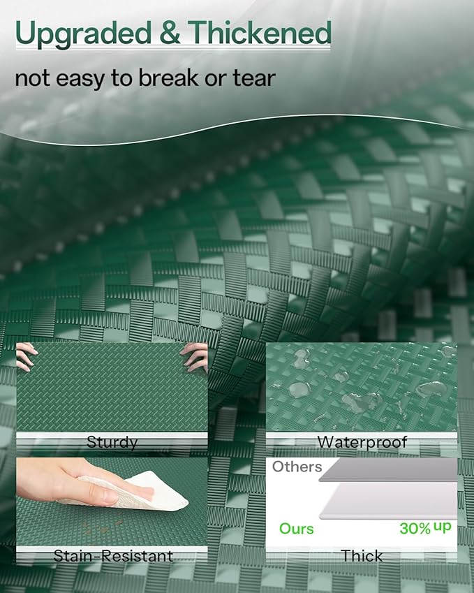 Shelf and Drawer Liner for Kitchen Cabinet, Non-Adhesive 24in x 240in Waterproof Contact Paper Refrigerator Liners Thickened Durable EVA Material Non Slip Mat for Dresser Cupboard Pantry Protector