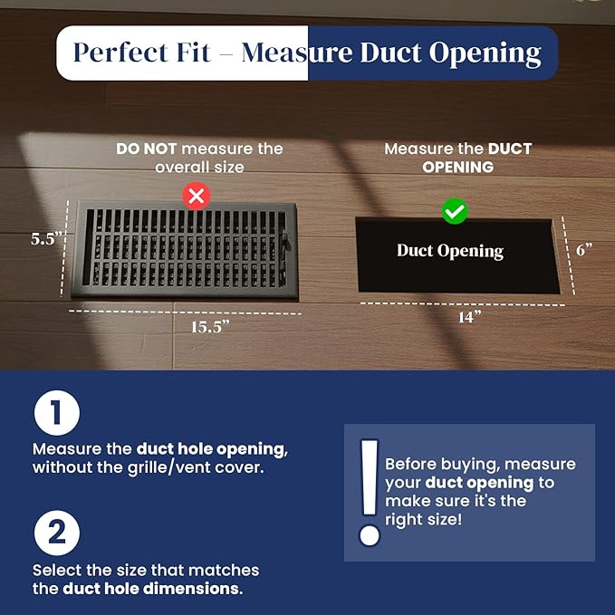 Empire Register Co, 6x14 inch Vent Cover, Modern Contemporary Design, Textured Black Finish, Heavy Duty Floor Vent Covers, Metal Damper Attached Vent Covers for Home Floor only