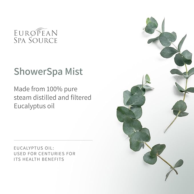 European Spa Source Eucalyptus ShowerSpa Mist Spray for Aromatherapy, At Home Spa Experience, Sinus Congestion Relief, and Tension Relief, 4 fl oz.