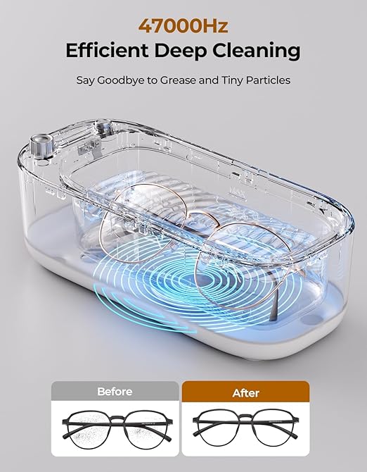 Ultrasonic Jewelry Cleaner with UV – 47kHz Professional Ultrasonic Cleaner Machine with 4 Cleaning Modes for Jewelry, Eyeglasses, Watch Strap, Dentures, Retainers & More – White