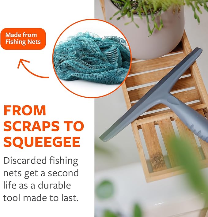 Full Circle Clean Ocean Squeegee - Shower, Glass, Window, Tile, Windshield - Streak-Free Finish with Rotating Hook for Easy Storage