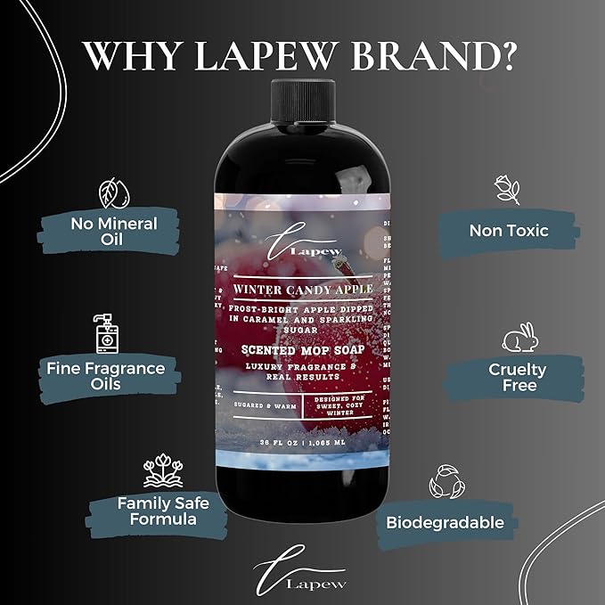 Luxury Floor Cleaner, Scented Mop Soap Concentrate | Hard Floor Cleaner for Tile, Vinyl, Laminate, LVP & Sealed Hardwood | Low-Foam, Streak-Free | 36 oz | Winter Candy Apple