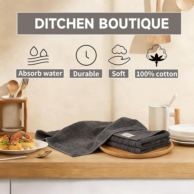 100% Cotton Kitchen Dish Cloths Set (8 Pack) – 13 x 13 Inches Ultra Soft Absorbent Dish Towels for Washing Dishes Scrubbing Dish Cloths Sets