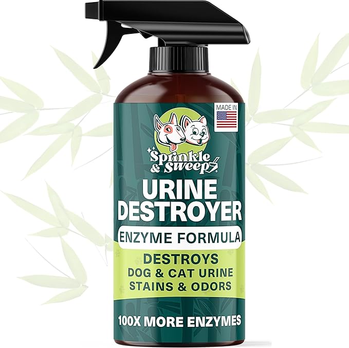 Urine Destroyer Enzyme Cleaner Spray | Cat & Dog Urine Stain and Odor Eliminator | Enzymatic Carpet Cleaner for Pets | Cat Pee Enzyme Cleaner (24oz)