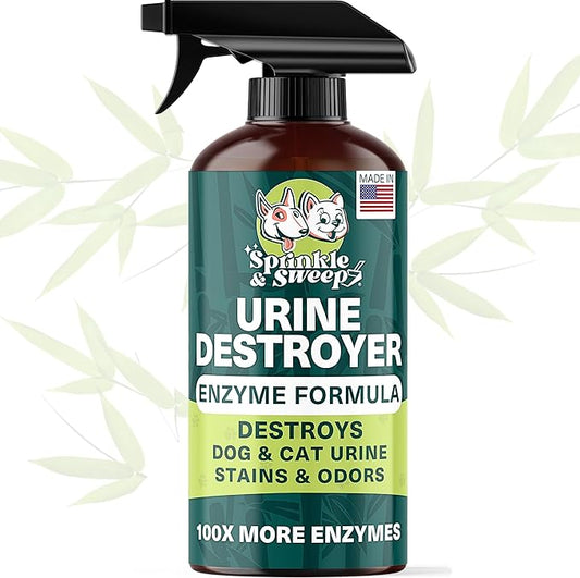 Urine Destroyer Enzyme Cleaner Spray | Cat & Dog Urine Stain and Odor Eliminator | Enzymatic Carpet Cleaner for Pets | Cat Pee Enzyme Cleaner (24oz)
