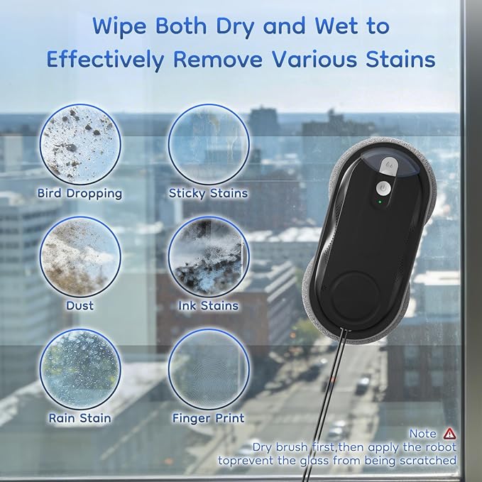 Obito X3 Window Cleaning Robot, Dual Nozzles with Ultrasonic Spray, 5.0 AI Path Planning, Max 3200Pa & Steady-Climbing System, Automatic Edge Detection, Robot Window Cleaner Inside/Outside, Black