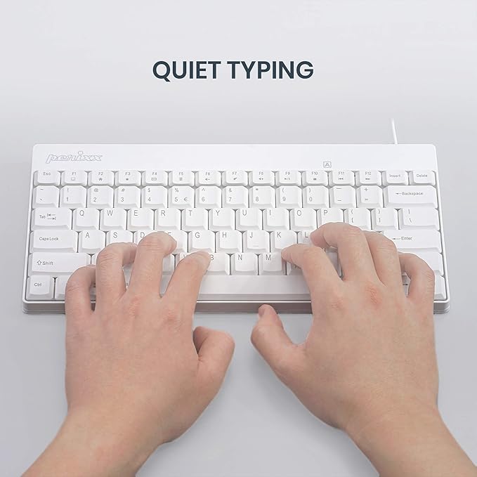 Perixx PERIDUO-212W, Wired Mini Keyboard and Mouse Set, USB Connection, White, US English Layout