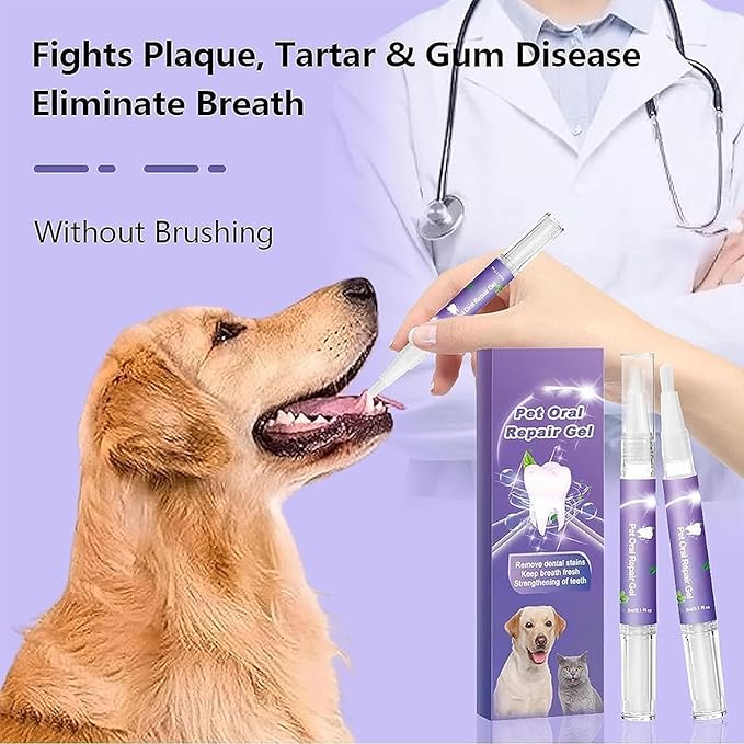 3Pcs Pet Oral Repair Gel, Pet Oral Restoration Whitening Gel, Pet Teeth Care Gel Cleaner Teeth & Fresher Breath, Without Brushing