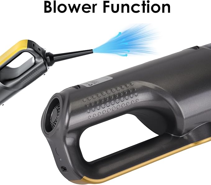 Handheld Vacuum Cordless, Car Vacuum Portable Cordless 6000mAh Dust Busters Rechargeable Brushless Motor 18000Pa Strong Suction, Portable Vacuum for Car Home with 6 Accessories, Yellow