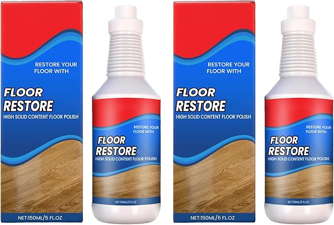 Floor Restore Cleaner & Polish, Hardwood Floor Restorer and Shine Enhancer for Tile, Laminate, Vinyl and Bamboo Floors, Multi Surface Floor Renewal Cleaner with Protective Finish (2pcs)