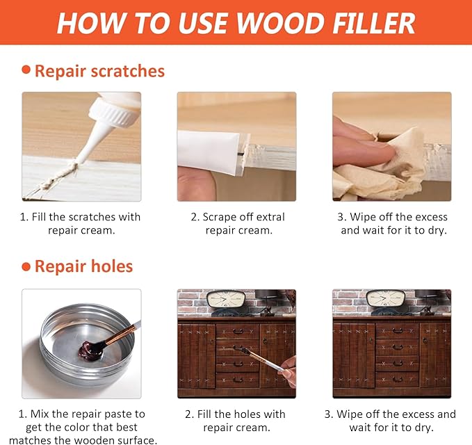 Wood Furniture Repair Kit,Set of 36 Laminate Floor Repair Kit, Touch Up Markers with Wood Putty, Beeswax Repair Scratch, Cracks, Hole, Discoloration for Floor, Table, Door, Cabinet