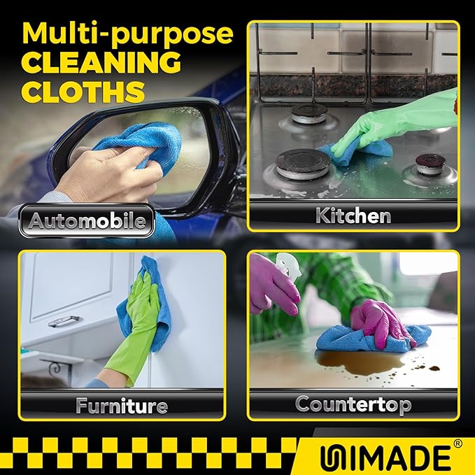 Microfiber Cleaning Cloth, 24 Pack Reusable Microfiber Towels for Cars Lint Free Cleaning Shop Towel Rags for Home Kitchen Automotive Bar Mechanic Restaurant Garage, 11"x 12", Blue