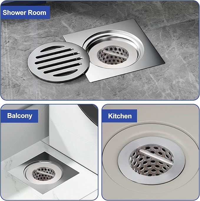 2" Commercial Floor Drain Strainer, 6'' High, Thick Perforated 316 Stainless Steel and Finely Polished Drain Basket for Restaurant/Factory/Kitchen
