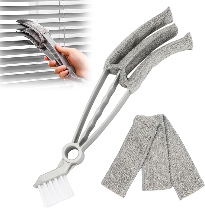 Removable Window Blind Cleaner, 2026 New Duster Brush with Microfiber Sleeves, Blind Cleaner Tools for Blinds Air Conditioner Keyboard Fan Dust (Grey, 1PCS)