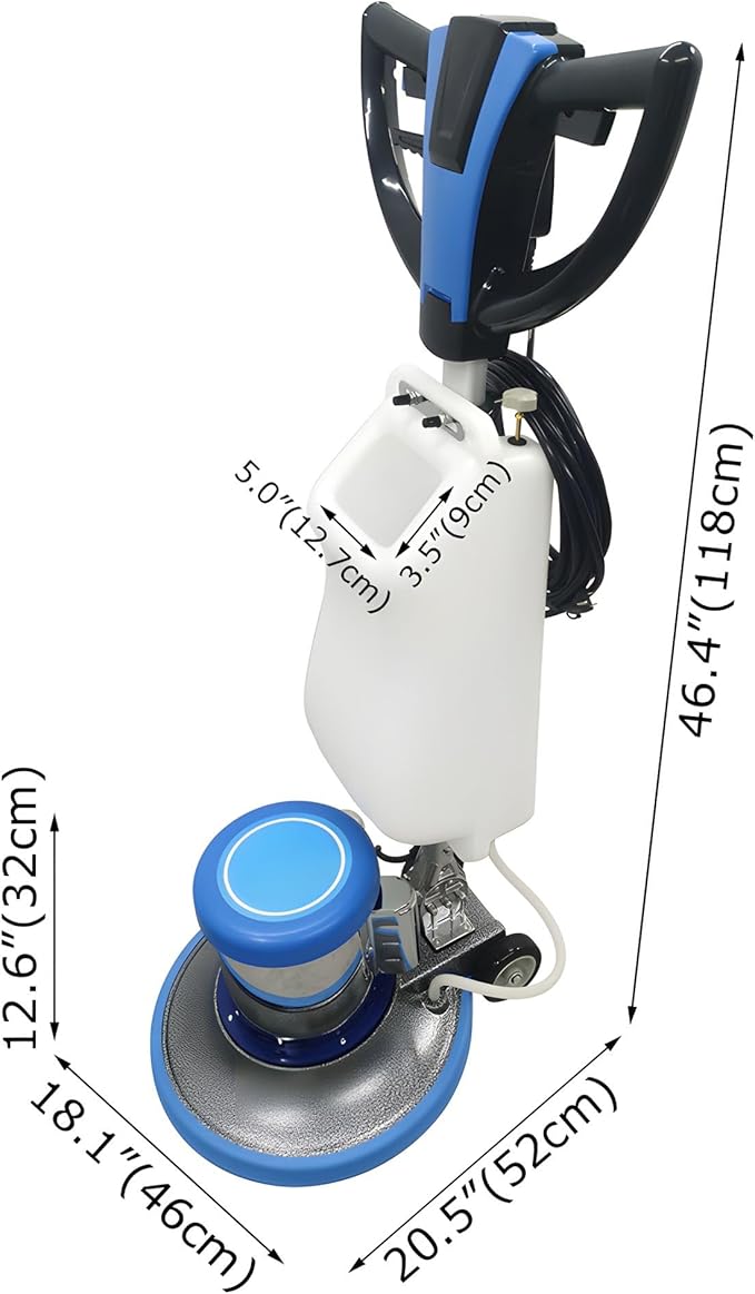 110V 1100W 17" High Speed Floor Scrubber Buffer Carpet Floor Cleaning and Polishing Machine 175rpm Blue