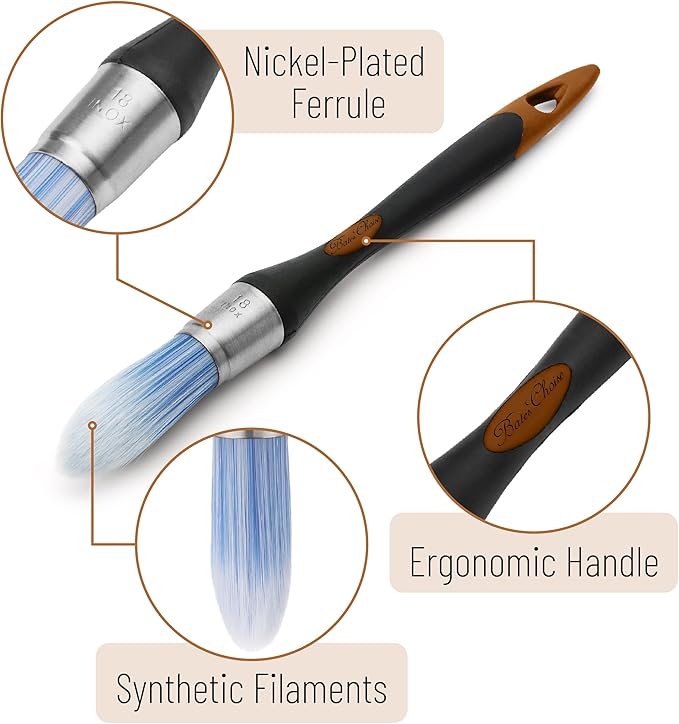 Bates- Trim Paint Brush, 0.75 Inch, Ergonomic Non-Slip Handle, Synthetic Bristles, Trim Brushes for Painting, Black & Brown