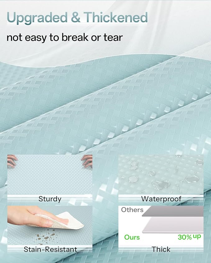 Shelf and Drawer Liner for Kitchen Cabinet, Non-Adhesive 24in x 240in Waterproof Contact Paper Refrigerator Liners Thickened Durable EVA Material Non Slip Mat for Dresser Cupboard Pantry Protector