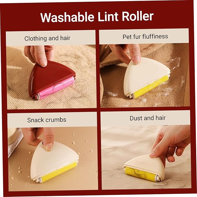 Portable Washable Lint Roller - 6Pcs Mini Reusable Sticky Triangular Pet Hair Remover for Clothes and Furniture, Portable Lint Brush for Dog Cat Hair