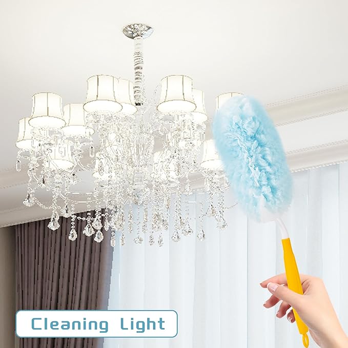 50 Count Disposable Dusters Refills Multi Surface 360° Heavy Duty Duster Refills Compatible with Swiffer Duster Refills+ 1 Short Handle +1 Extenda Handle
