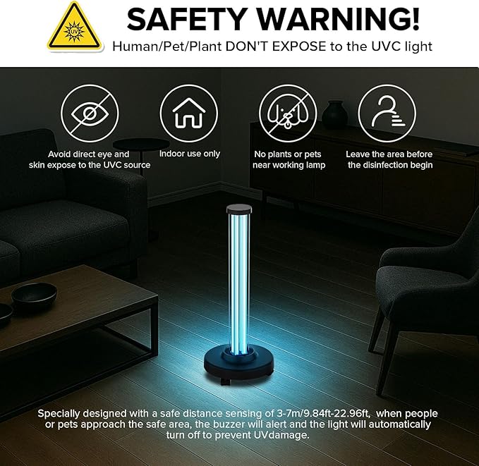 SANSI 100W UVC Disinfection Cart with Wheels, Portable Mobile UV Light Sanitizer with Remote & 3 Timer Settings, Ozone-Free, 99.9% Germ Kill in 30 Mins for Large Space, Home, Hotel, School