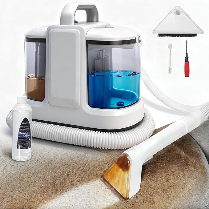 Coospider 18Kpa Portable Carpet Cleaner Machine, Powerful Suction with Cleaning Tools & Upholstery Cleaner, Couch Cleaning with Pet Stains Remover for Dog Bed, Furniture, Rug, Sofa, Car & Mattress