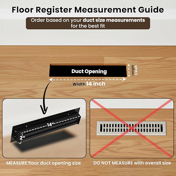 Empire Register Co, Modern Contemporary 2x14 inch Floor Vent Cover, Brushed Nickel Finish, Heavy Duty Steel, Metal Damper Attached, Excellent Air Flow, Easy Installation