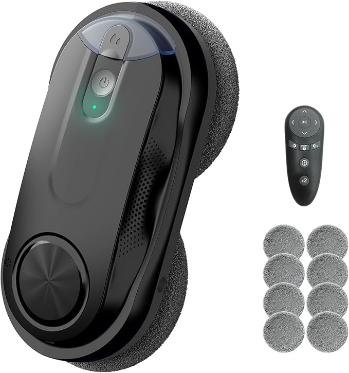 Obito X3 Window Cleaning Robot, Dual Nozzles with Ultrasonic Spray, 5.0 AI Path Planning, Max 3200Pa & Steady-Climbing System, Automatic Edge Detection, Robot Window Cleaner Inside/Outside, Black