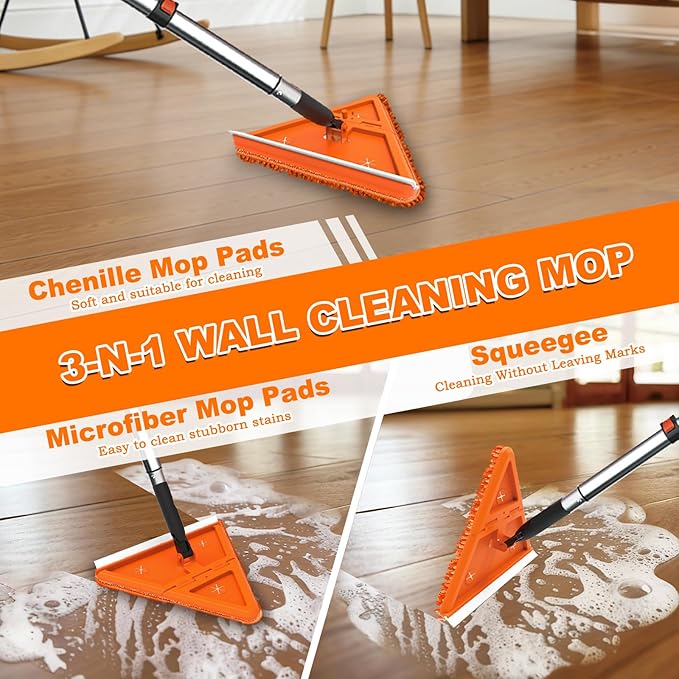 30FT Reach Dusters for Cleaning, Ceiling Fan Cleaner Duster with Extension Pole, Wall and Baseboard Cleaner Mop with Handle for Window Cobweb Fan Blade and High Ceiling