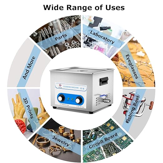 15L Ultrasonic Parts Cleaner Knob Control 40kHz Heated Jewelry Cleaner Ultrasonic Machine (Basket Included)