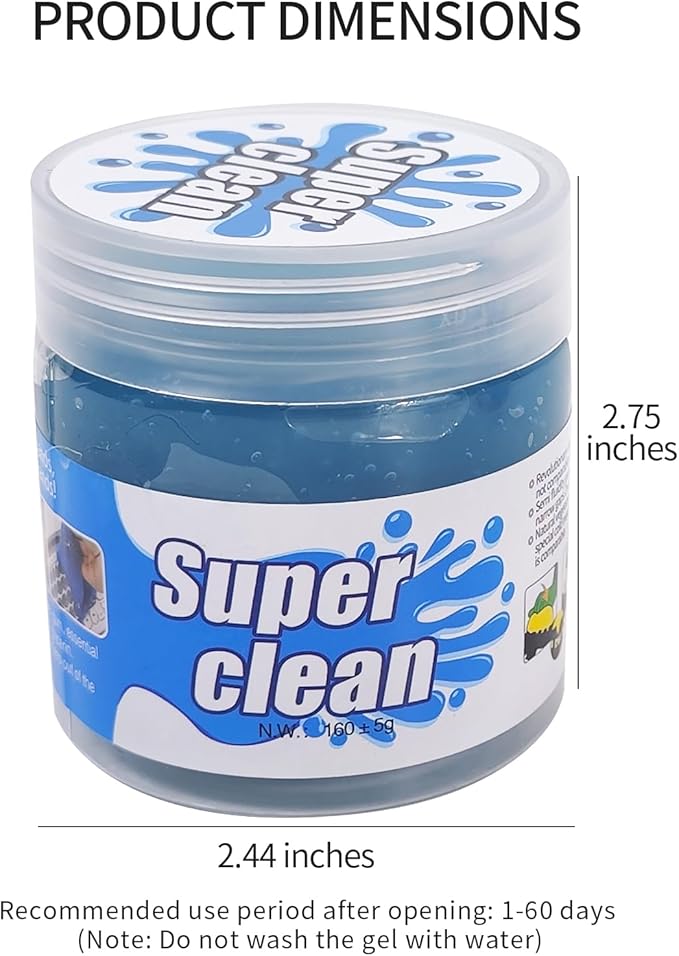 Eco-Friendly Car Cleaning Gel, 160g Biodegradable Detailing Putty for Car Interior Cleaner, Reusable Dust Cleaning Gel for Vents, Dashboards & Keyboard Cleaner, Car Accessories for Men & Women