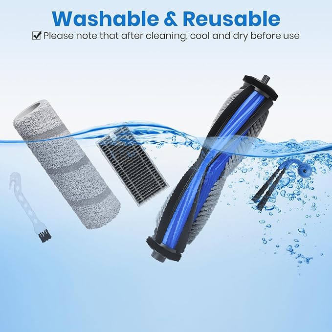 X11 Replacement Parts for Ecovacs Deebot X11 OmniCyclone X11 Pro Omni X11 Pro X11 Vacuum Robotic Parts with 2 Roller Brush,4 Mop,4 HEAP,6 Side Brushes,1 Screwdriver,1 Clean Brush