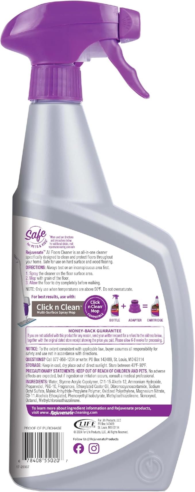 Rejuvenate All Floors Cleaner, 32 Ounces, Breaks Down Dirt and Grime, Cleans and Protects Floors Throughout Your Home, Including Sealed Hardwood, Tile, Vinyl, Laminate and More