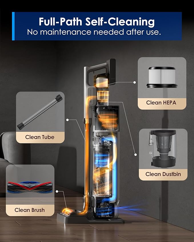 Tineco Pure ONE Station 5 Pro Cordless Vacuum, Automatic Dust Collection, 200AW Powerful Suction, ZeroTangle Brush, Up to 100 Minutes Runtime, Stick Vacuum Cleaner for Pet Hair, Carpet & Hard Floor