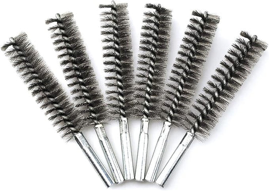 6pcs Pipe Cleaning Brush Set Stainless Steel Bristles, Stainless Steel Pipe Brush for Auto Parts, Tubes, Etc. (3/5"(15mm))
